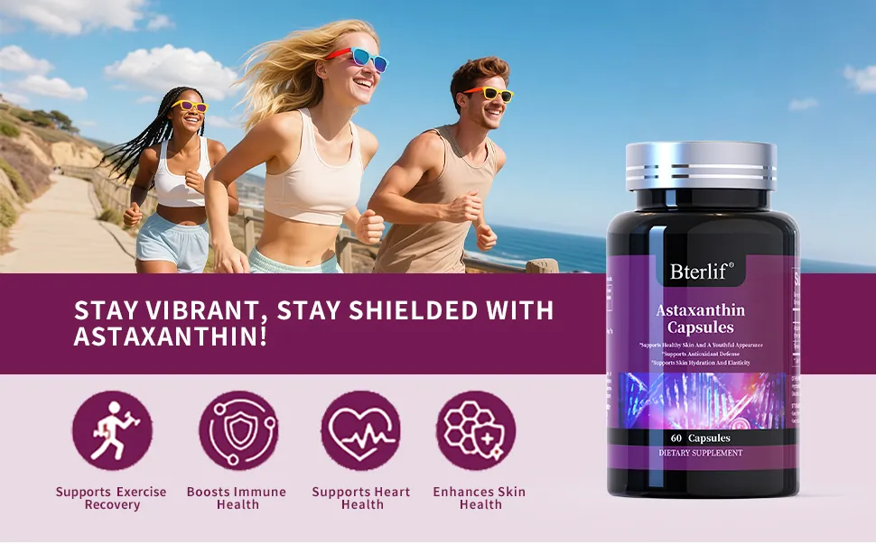 Bterlif Astaxanthin Capsules - antioxidant immune skin health active lifestyle supplement