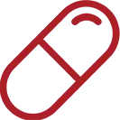 Red dietary supplement capsule line icon for easy-to-swallow daily dosage