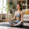 Woman in legs up the wall yoga pose for lymphatic drainage and natural detox