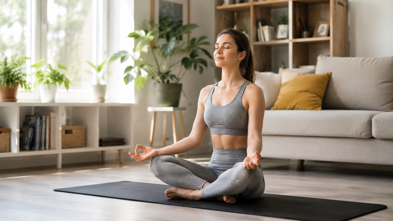 Woman in legs up the wall yoga pose for lymphatic drainage and natural detox