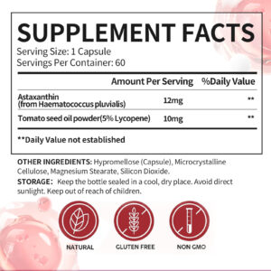 Bterlif Astaxanthin supplement facts nutrition label ingredients