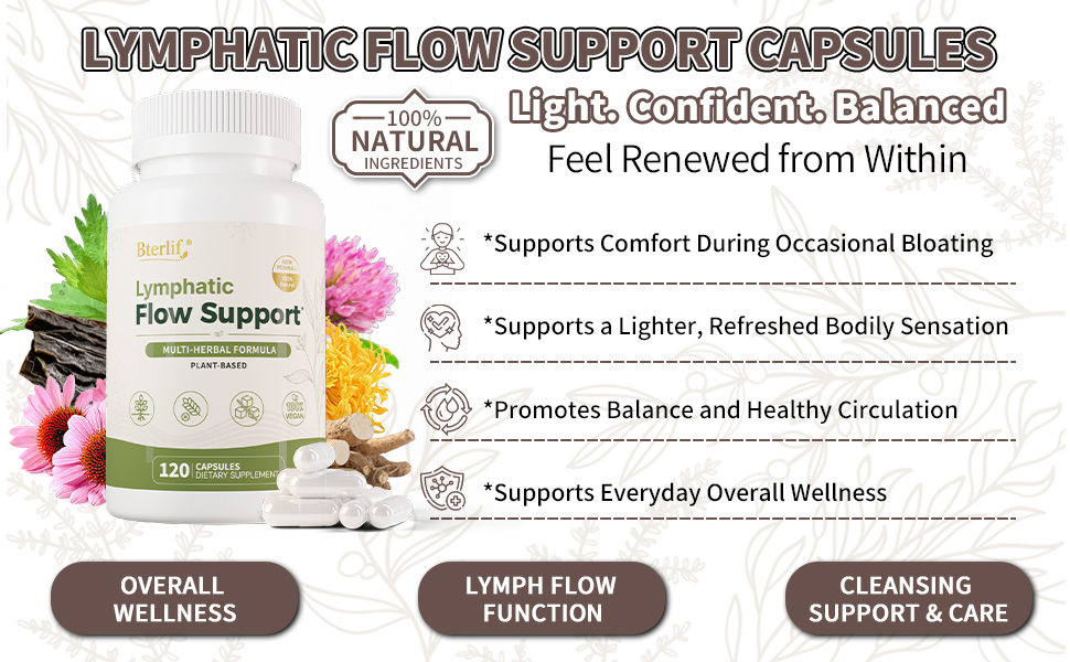 Lymphatic Flow Support 100% natural ingredients bloating comfort circulation wellness