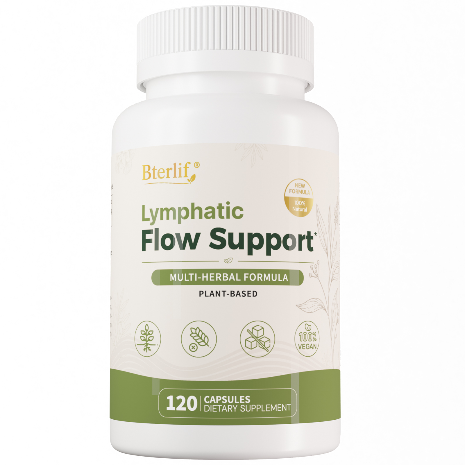 Bterlif Lymphatic Flow Support 120 capsules multi-herbal formula white background