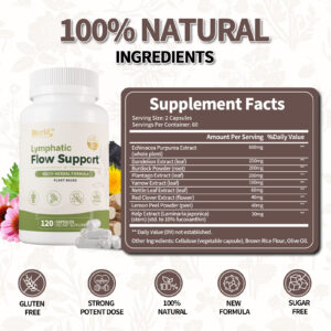 Lymphatic Flow Support supplement facts 9 herbal ingredients Echinacea Dandelion Burdock